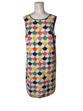Boden Phyllis Mermaid Scale Tunic Dress 14 Cotton Textured Sleeveless Rainbow